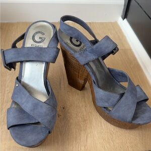 G by Guess Navy Suede Platform Heels
